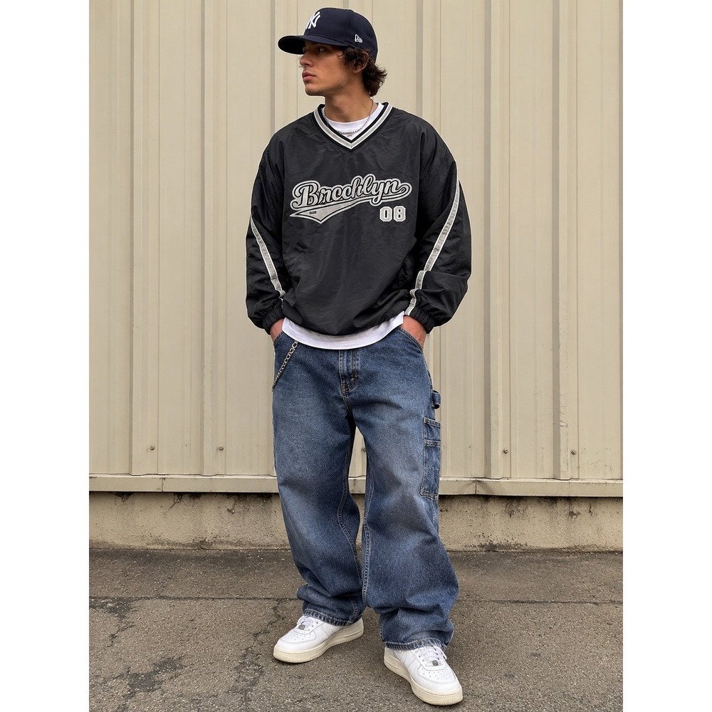Steve & Barry's Brooklyn Athletic Pull over (XXL) Y2K 2000s Style (Fall jacket)
